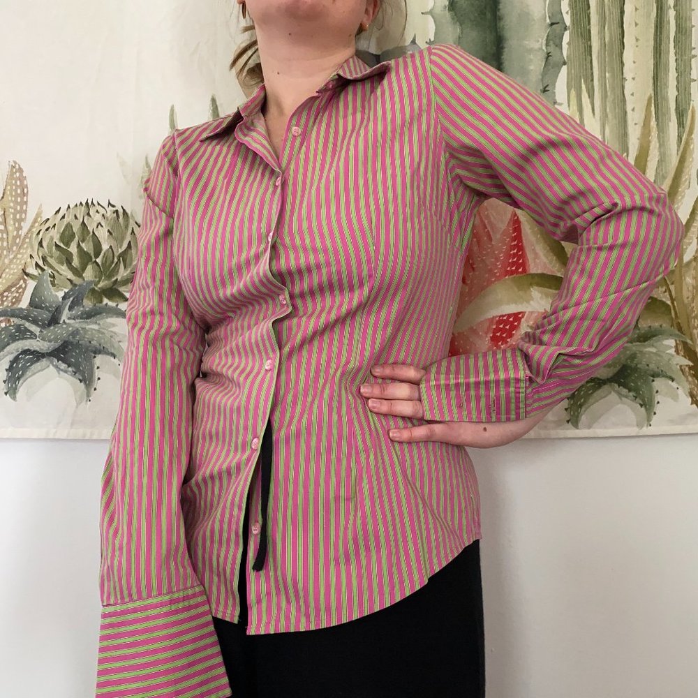 PINK AND GREEN BUTTON DOWN